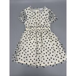 Little Lass Girls Dress Black Flowers Floral All Over Print Size 4 Short Sleeve